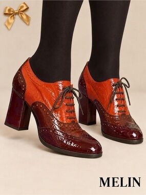 Melin Patent Leather Brogue Oxford Heels EU 38